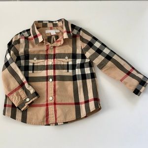 Burberry long sleeve button up shirt baby